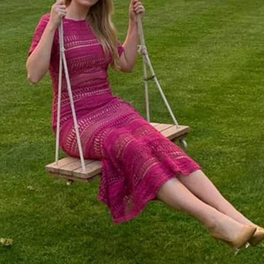 Chelsea 28 small midi crochet dress pink